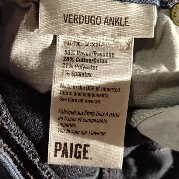 Paige Verdugo Ankle Jeans Dk Blue Sz 27 - Picture 7 of 7